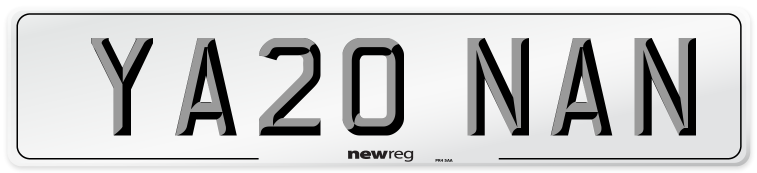 YA20 NAN Number Plate from New Reg